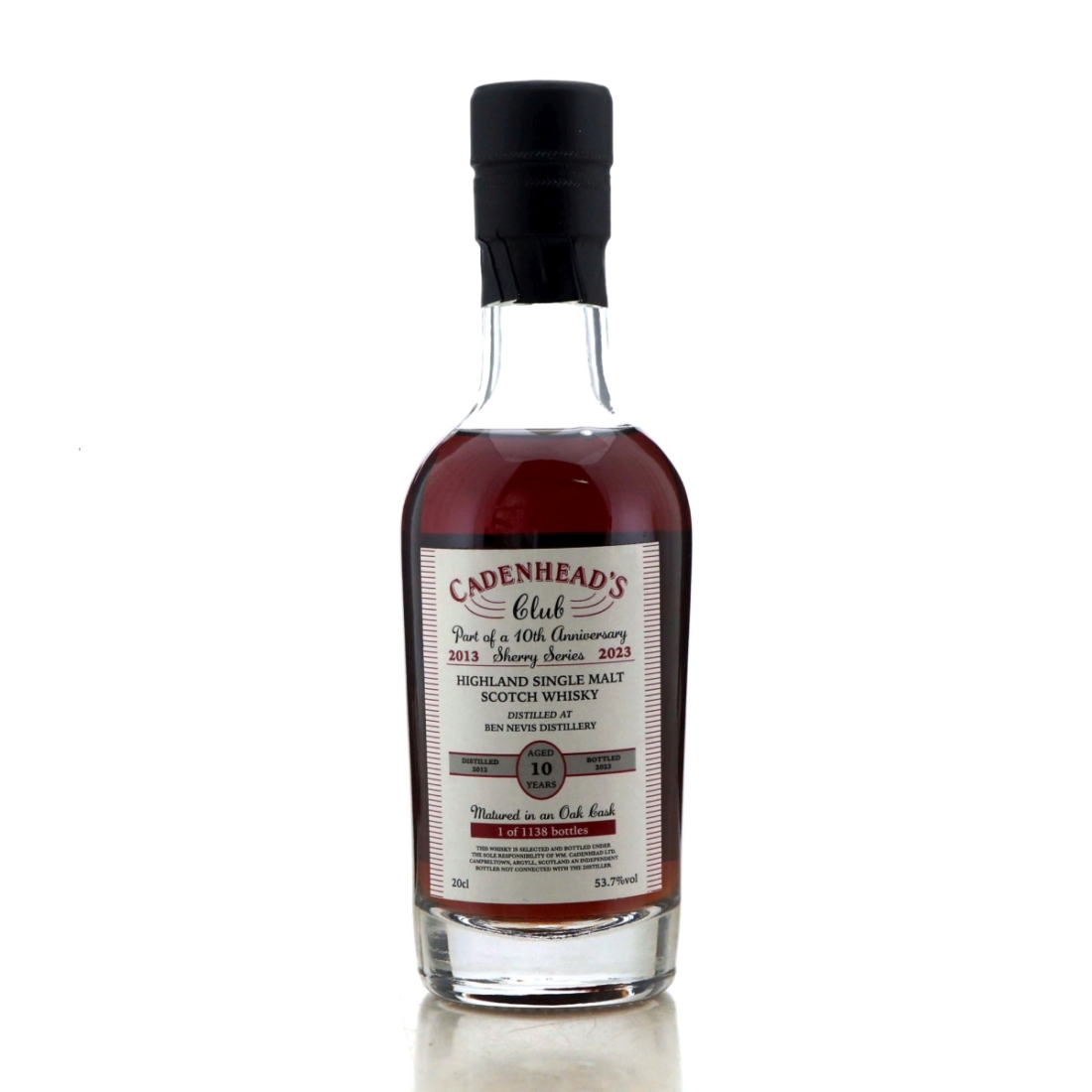 Ben Nevis 2012 Cadenhead's Club 10 Year Old Sherry Series 20cl / 10th Anniversary