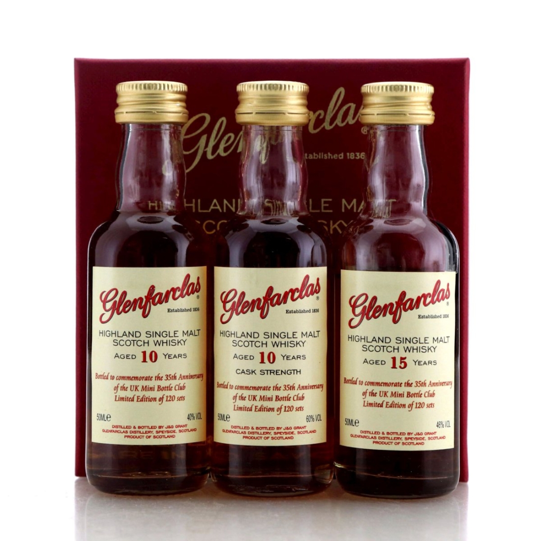 Glenfarclas Gift Pack Miniature x 3 / UK Mini Bottle Club 35th Anniversary