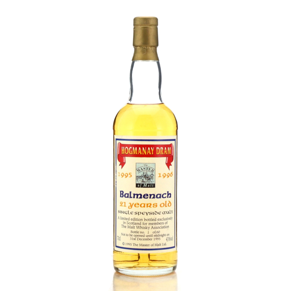 Balmenach 21 Year Old Master of Malt Hogmanay Dram / Bottle No.1
