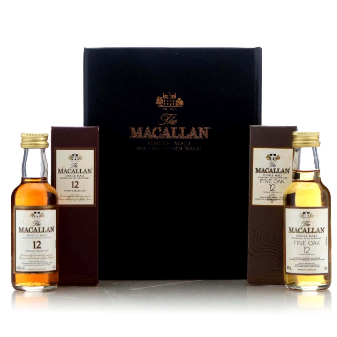 Macallan 12 Year Old Fine Oak & 12 Year Old Miniature x 2
