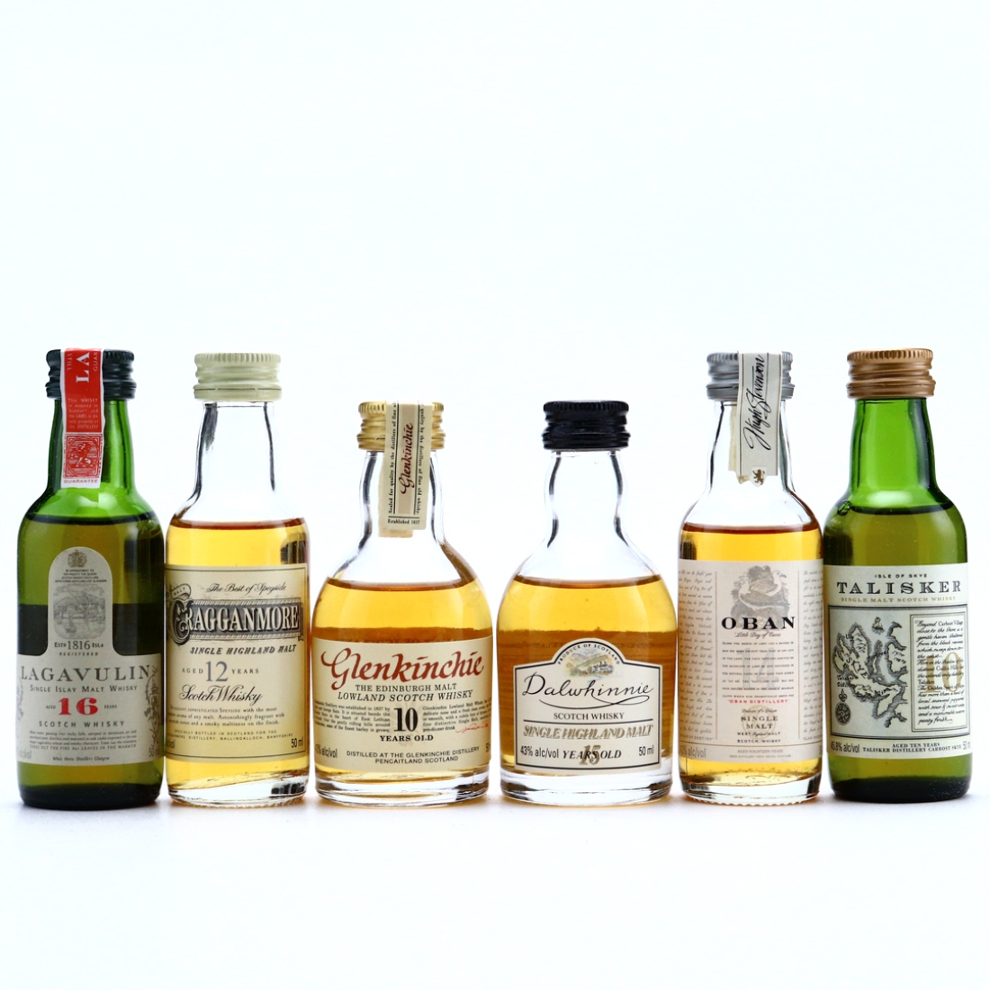 Classic Malts Miniatures x 6 1990s / US Imports with Lagavulin White Horse