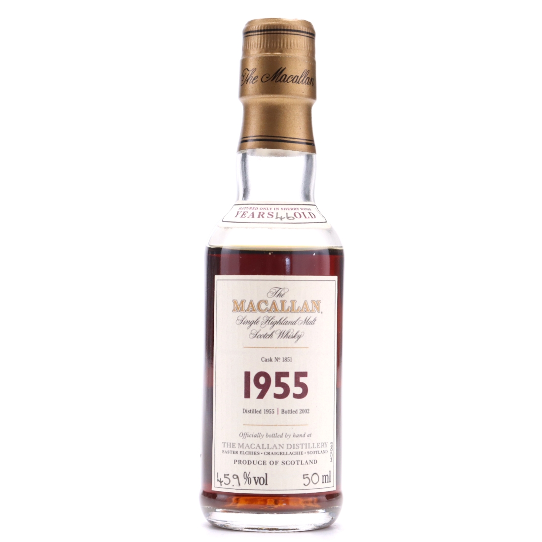 Macallan 1955 Fine and Rare 46 Year Old #1851​​​​​​​ Miniature