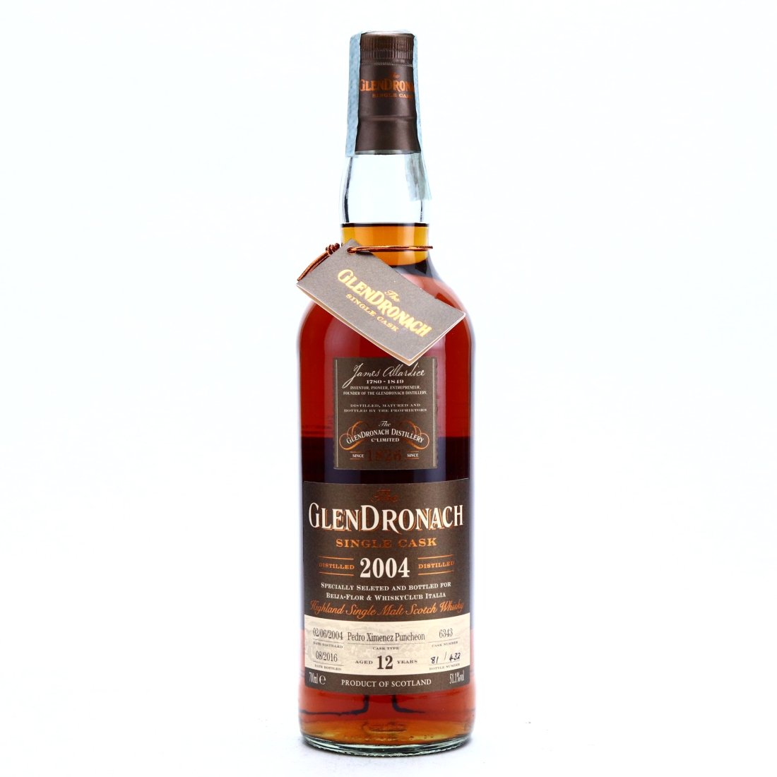 Glendronach 2004 Single PX Cask 12 Year Old #6343 / Beija-Flor & WhiskyClub Italy