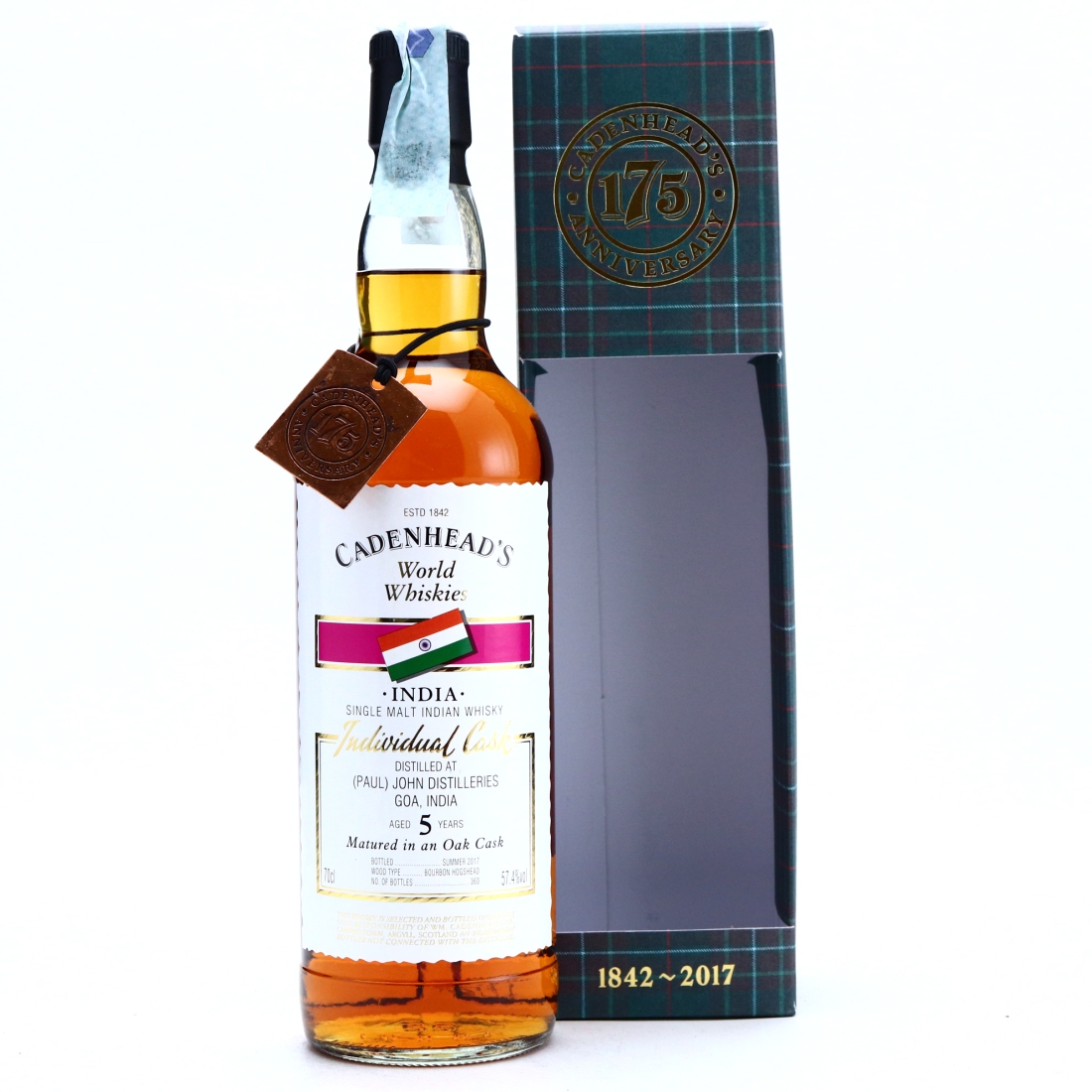 Paul John 5 Year Old Cadenhead's World Whiskies / 175th Anniversary