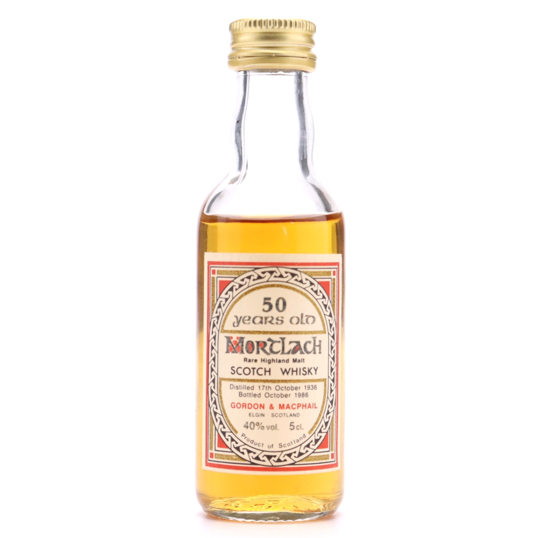 Mortlach 1936 Gordon and MacPhail 50 Year Old Miniature