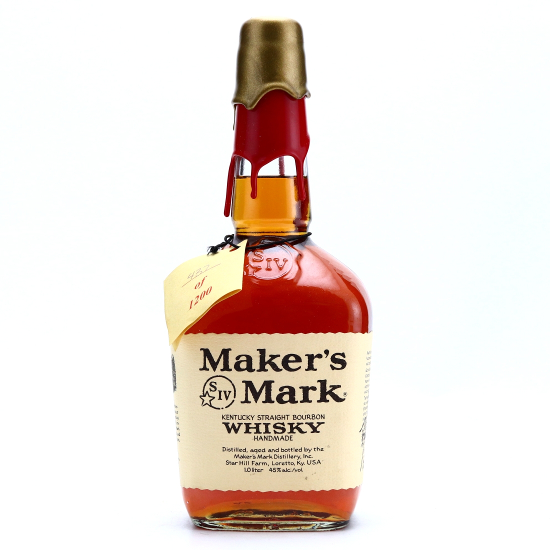 Maker's Mark Kentucky Straight Bourbon Gold Over Red 2002 1 Litre / Signed