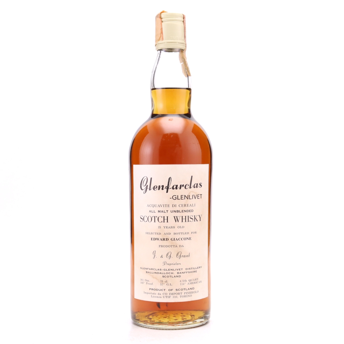 Glenfarclas 15 Year Old for Edward Giaccone 1970s