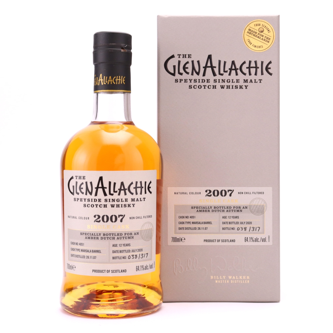 Glenallachie 2007 Single Marsala Cask 12 Year Old #4051 / Amber Dutch Autumn