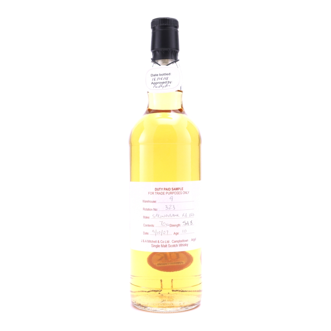 Springbank 2007 Duty Paid Sample 10 Year Old / Refill Bourbon Barrel