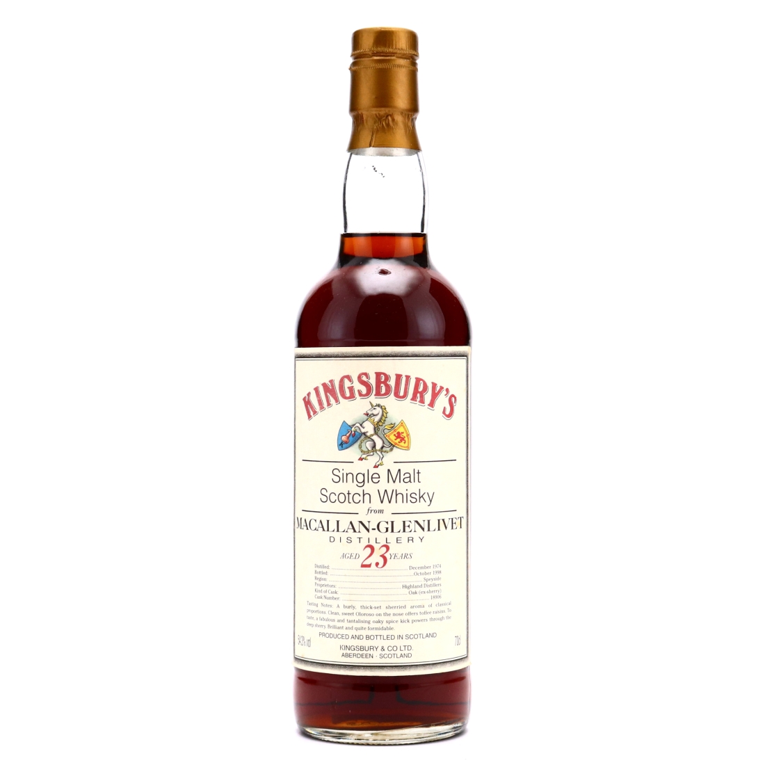 Macallan 1974 Kingsbury 23 Year Old