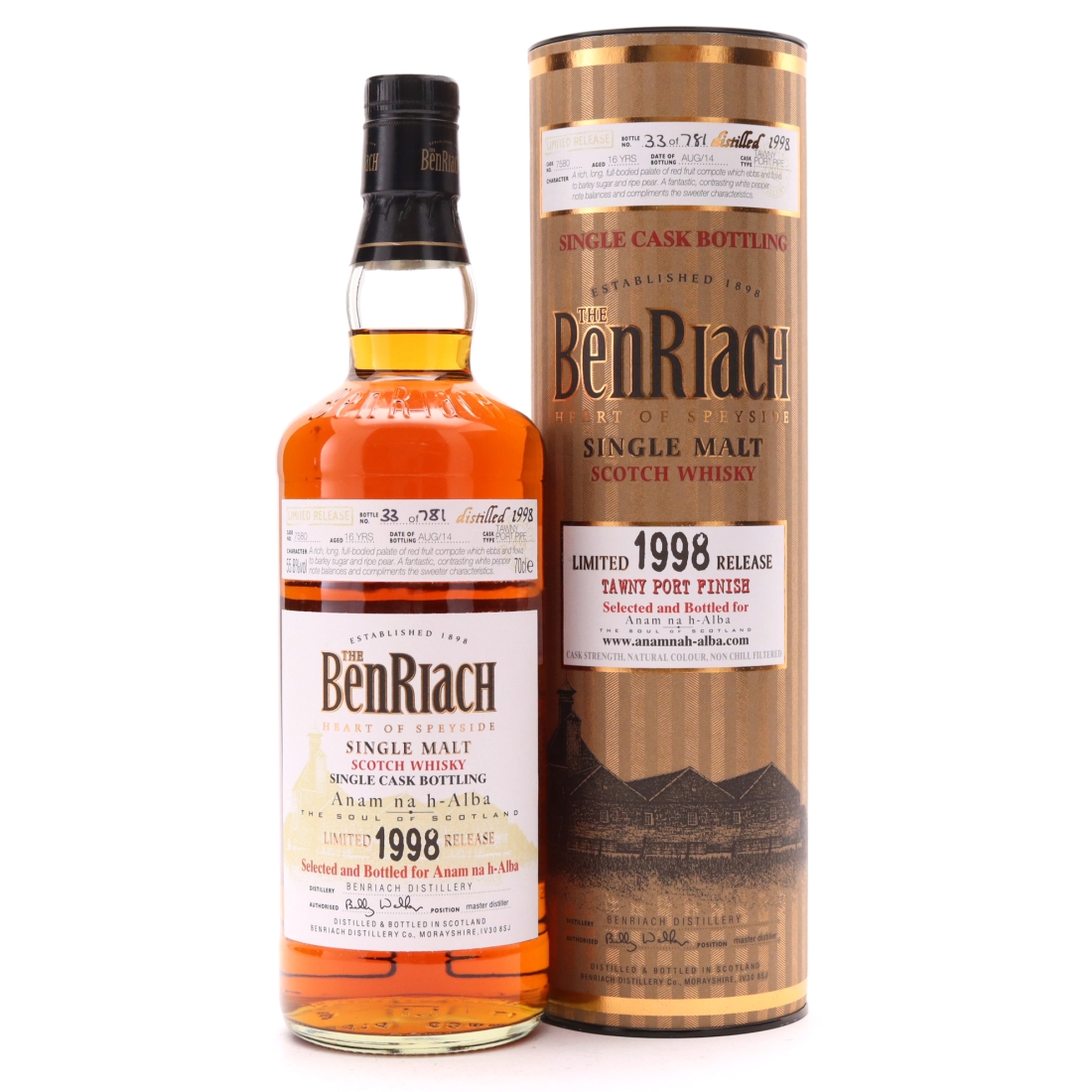 Benriach 1998 Single Tawny Port Cask Finish 16 Year Old #7580 / Anam na h-Alba