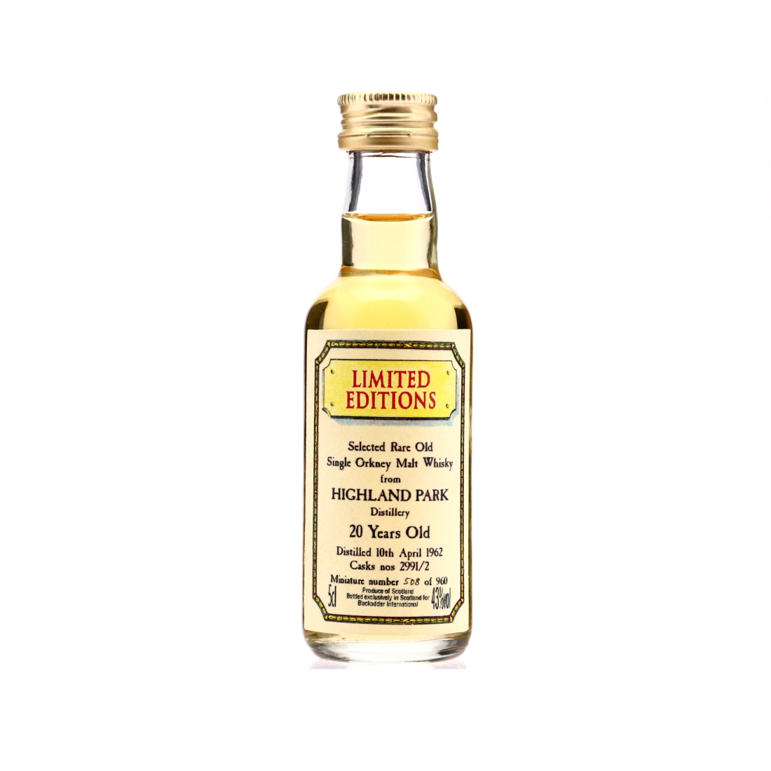 Highland Park 1962 Blackadder 20 Year Old Miniature