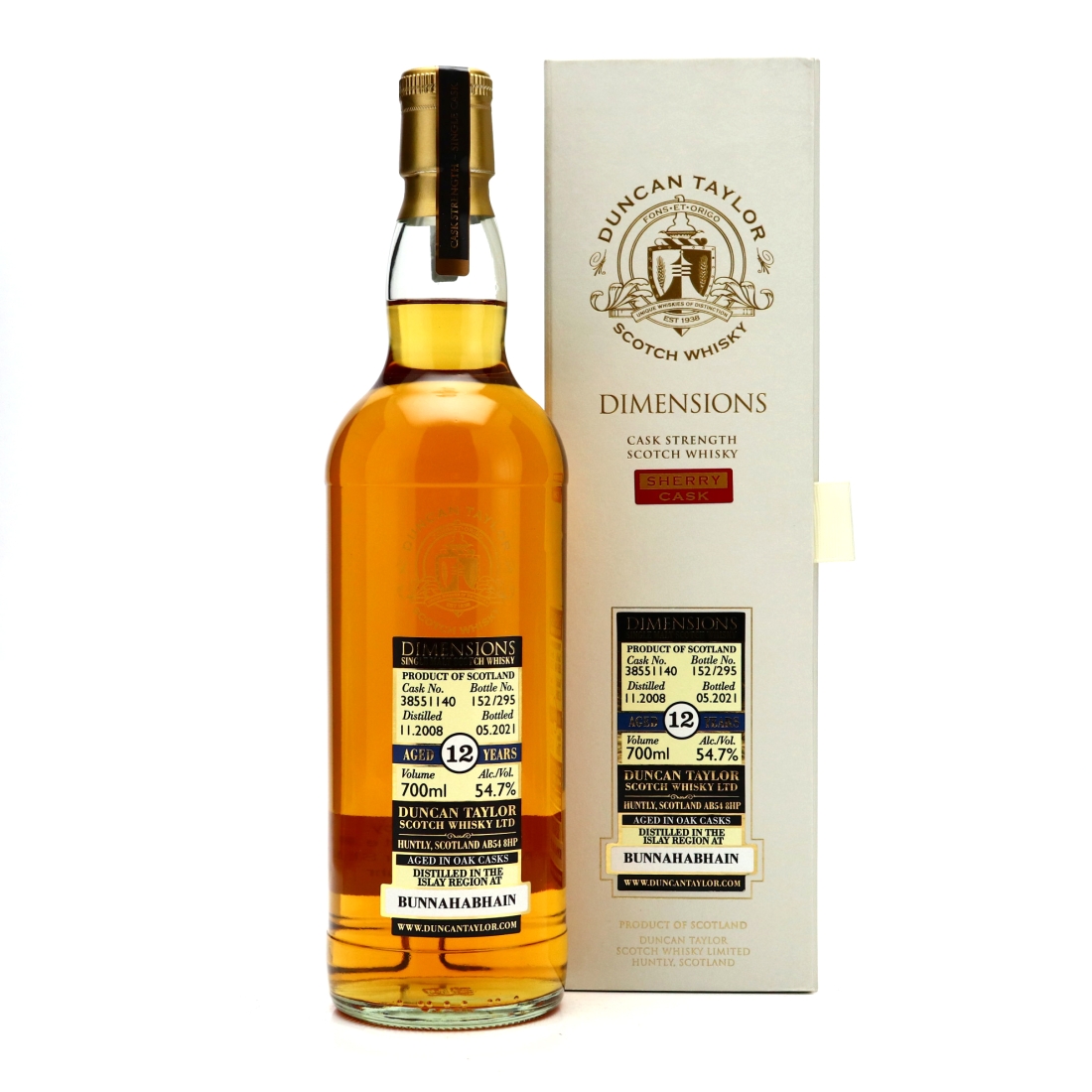 Bunnahabhain 2008 Duncan Taylor 12 Year Old Dimensions Sherry Cask