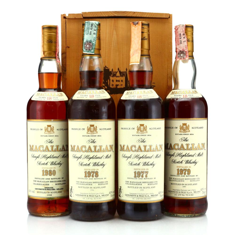Macallan 1977-1980 18 Year Old Vertical with Wooden Box