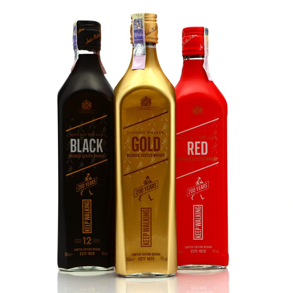 Johnnie Walker Red, Gold & Black Label 200th Anniversary 3 x 70cl