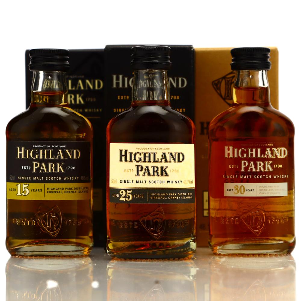 Highland Park 15, 25 & 30 Year Old Miniature x 3
