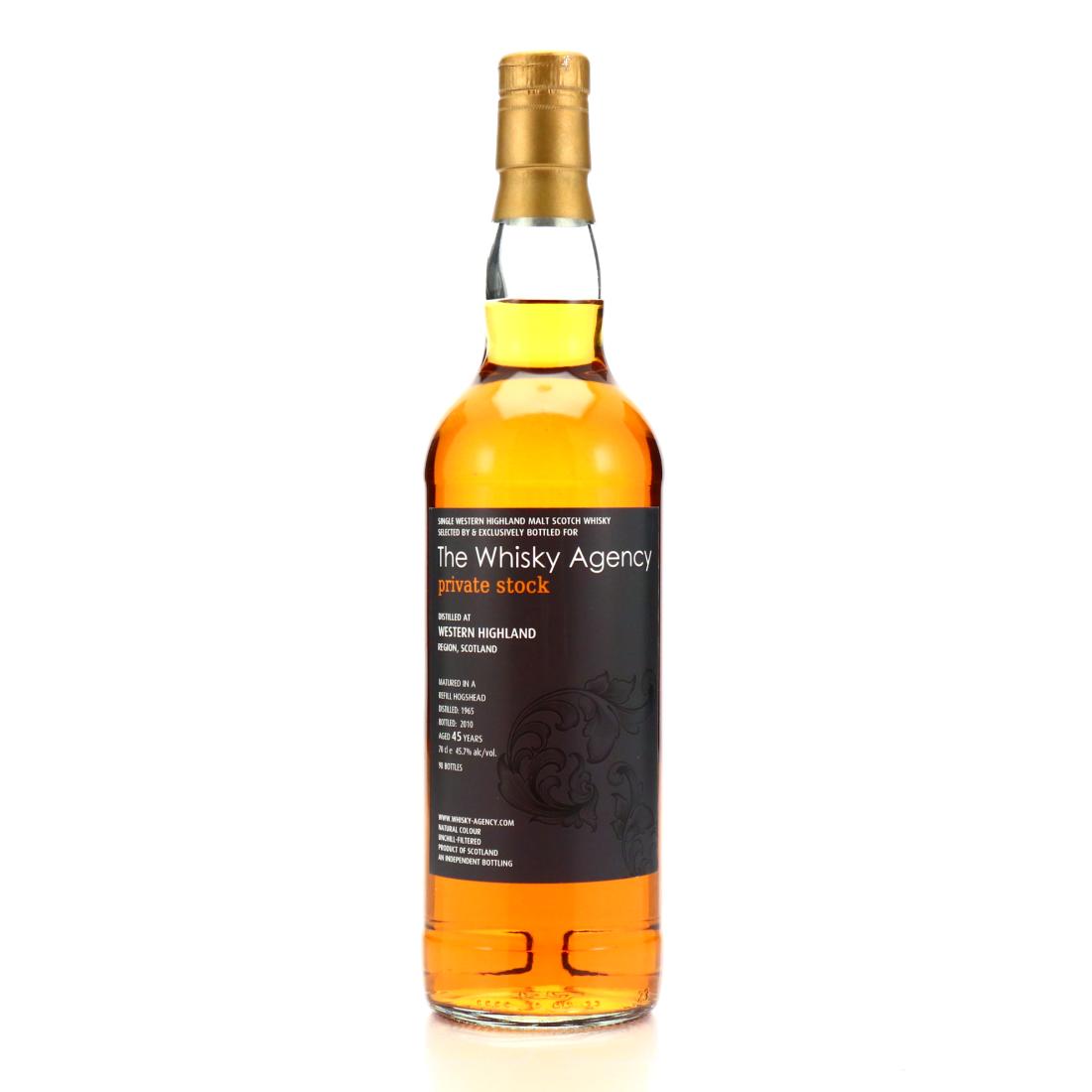 Western Highland Single Malt 1965 Whisky Agency 45 Year Old Private Stock