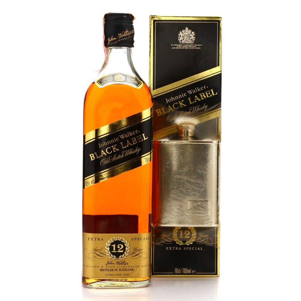 Johnnie Walker Black Label 12 Year Old 1990s Gift Pack with Flask