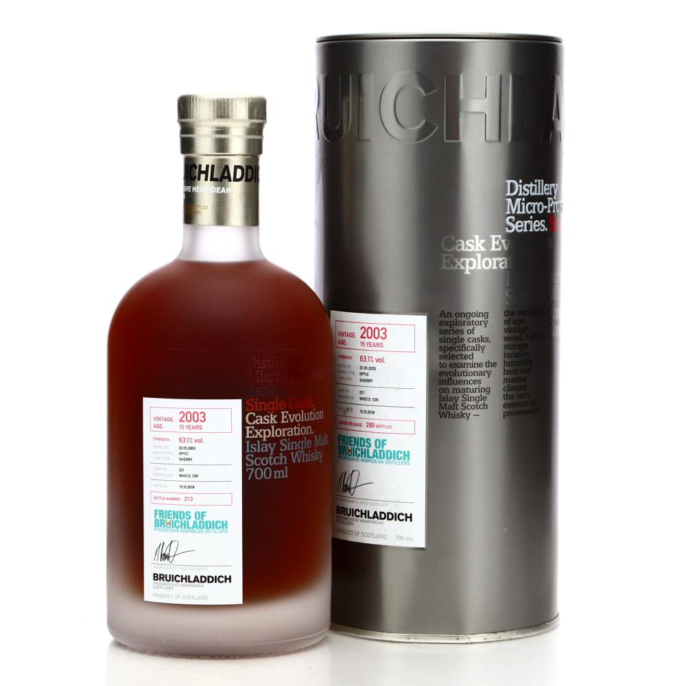 Bruichladdich 2003 Micro Provenance Single Sherry Cask 15 Year Old #221 / Friends of Bruichalddich - Signed
