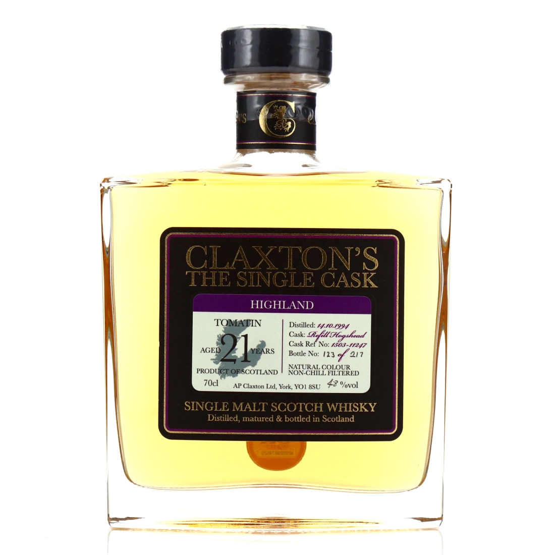 Tomatin 1994 Claxton's The Single Cask 21 Year Old