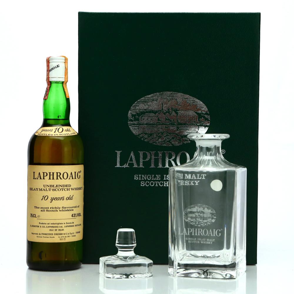 Laphroaig 10 Year Old Decanter Gift Pack early 1980s / Cinzano Import