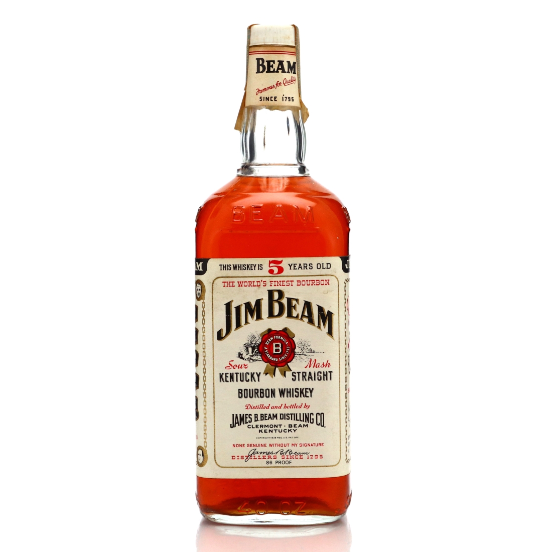Jim Beam 5 Year Old Kentucky Straight Bourbon 40 Fl Oz 1970s