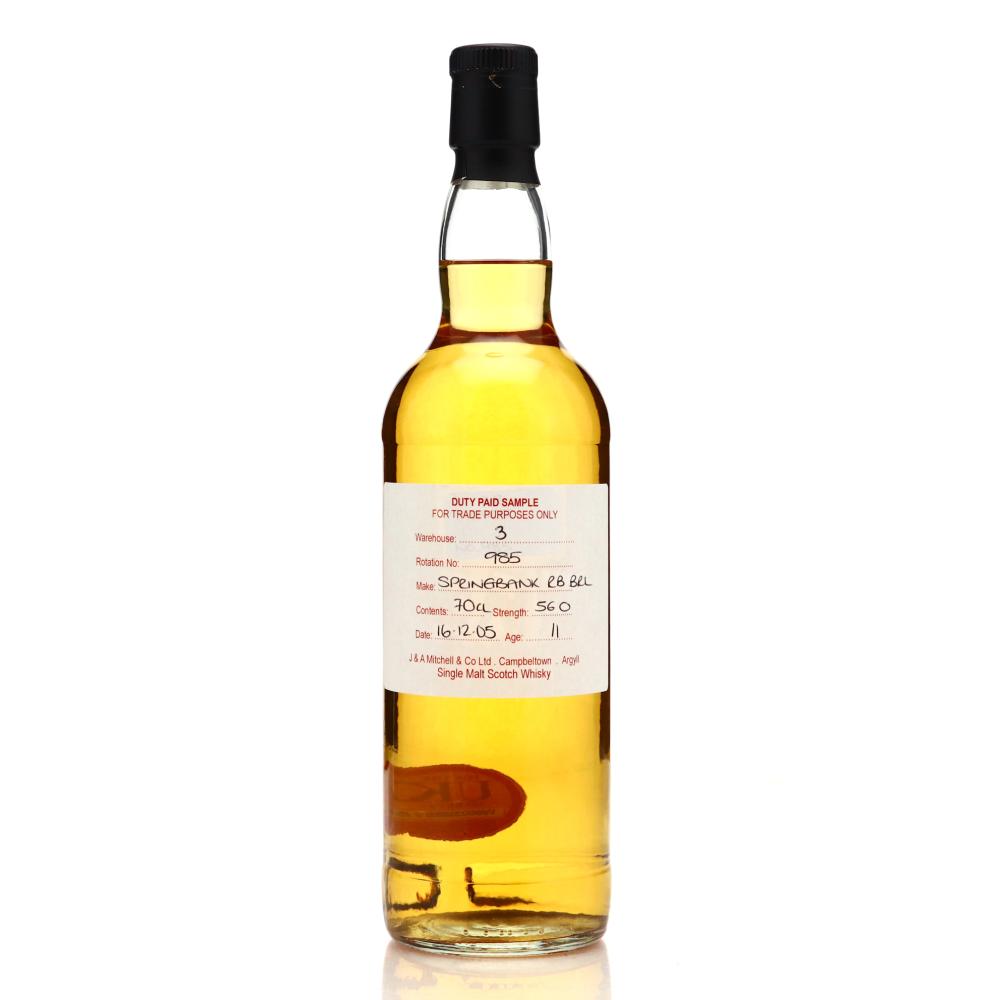 Springbank 2005 Duty Paid Sample 11 Year Old / Refill Bourbon Barrel