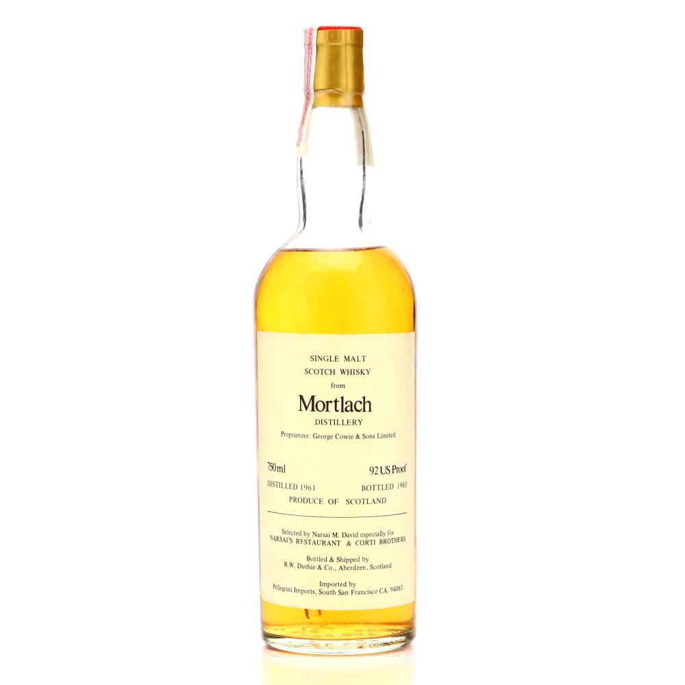 Mortlach 1961 R.W. Duthie for Corti Brothers / Narsai's Restaurant - Signed by Narsai David