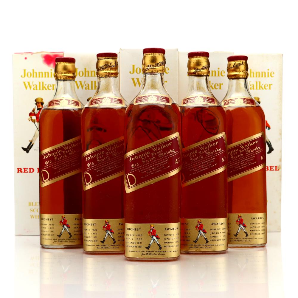 Johnnie Walker Red Label 5 x 70cl 1960s / Simon Freres Import