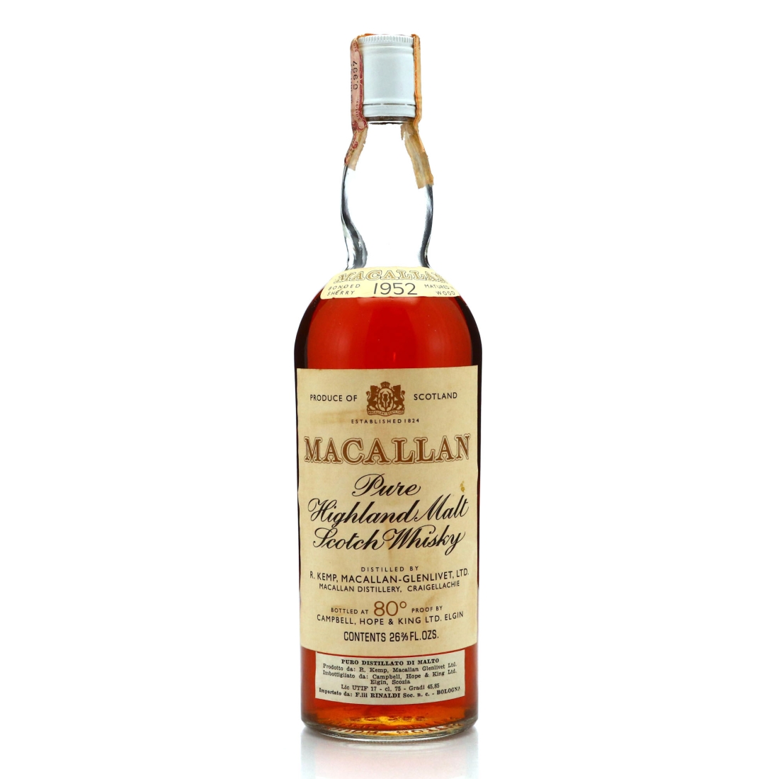 Image for Macallan 1952 Campbell Hope and King 80 Proof