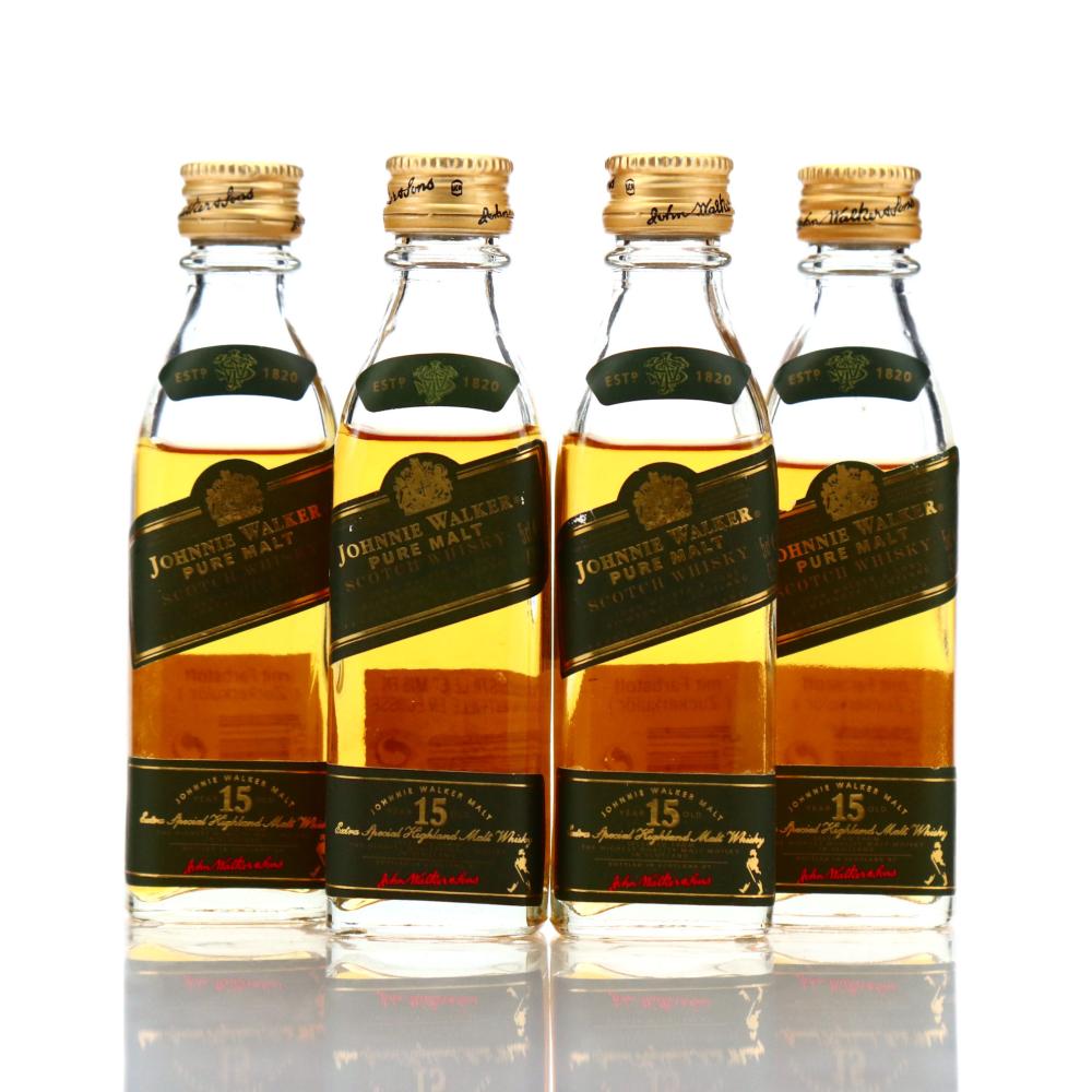 Johnnie Walker 15 Year Old Pure Malt Miniature x 4 / Green Label