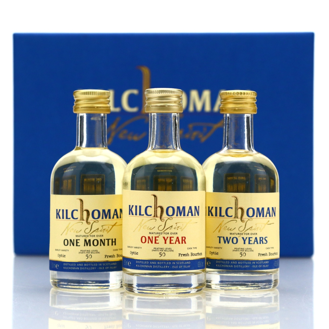 Kilchoman New Spirit Miniature Selection 3 x 5cl / Signed