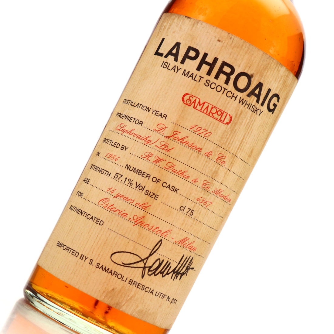 Image for Laphroaig 1970 Samaroli 14 Year Old / Osteria Apostoli