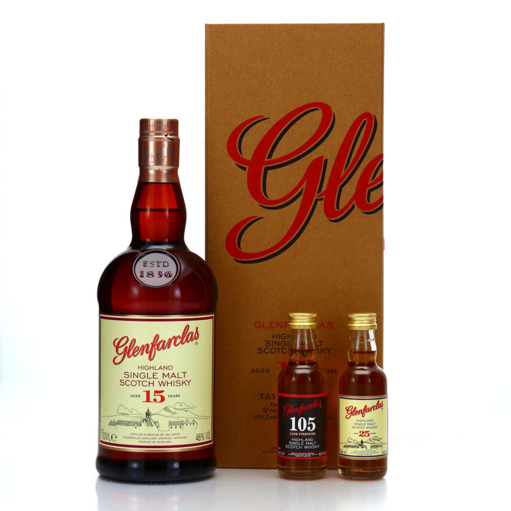 Glenfarclas 15 Year Old Gift Pack / includes 25 Year Old & 105 Cask Strength Miniature