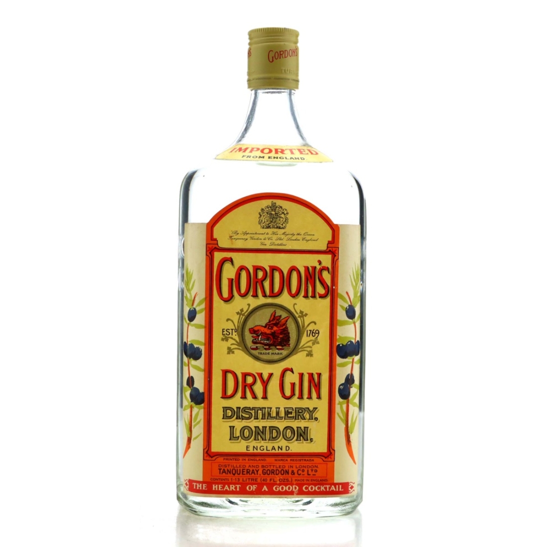 Gordon's Dry Gin 1.13 Litre circa 1960s