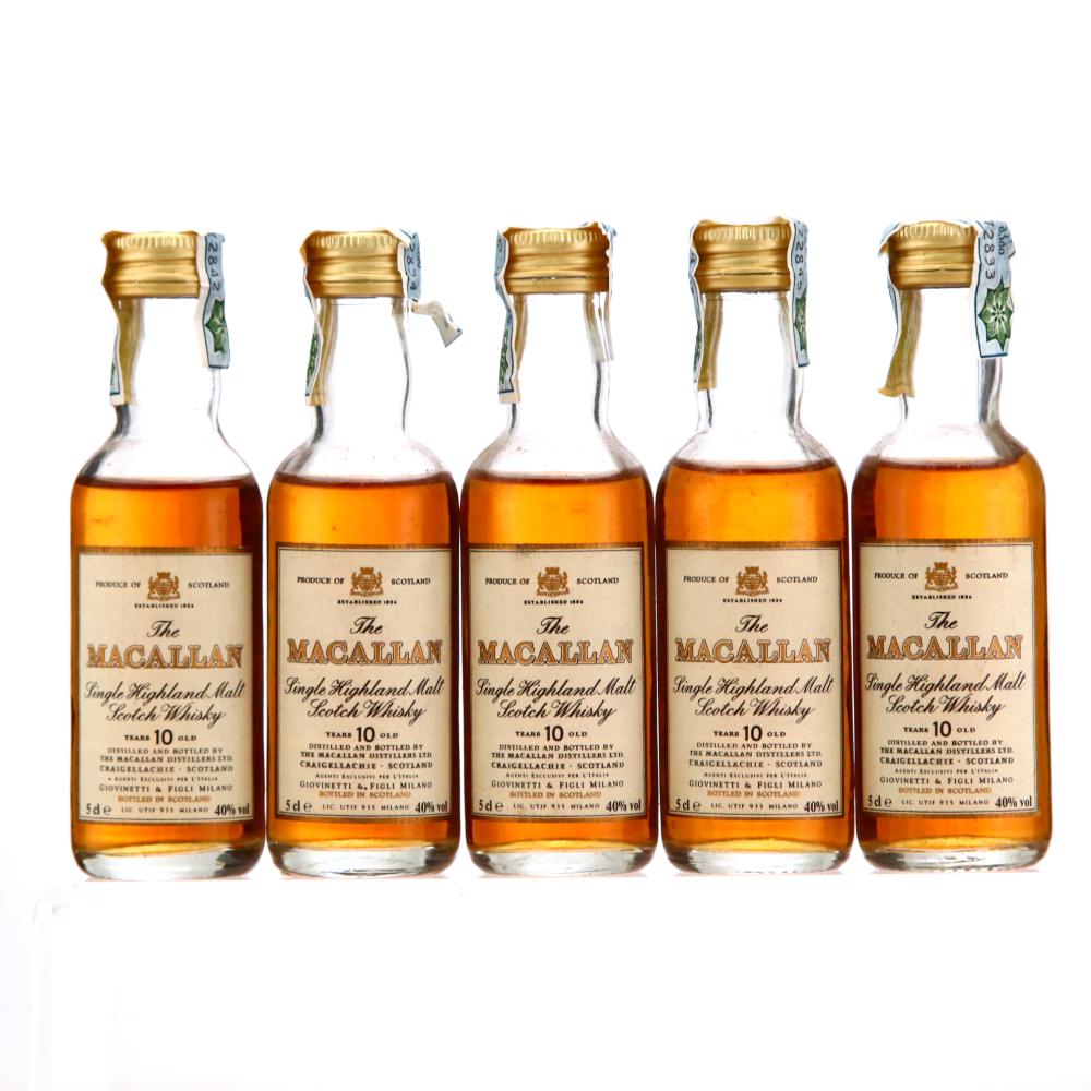 Macallan 10 Year Old Miniature 1990s x 5 / Giovinetti Import