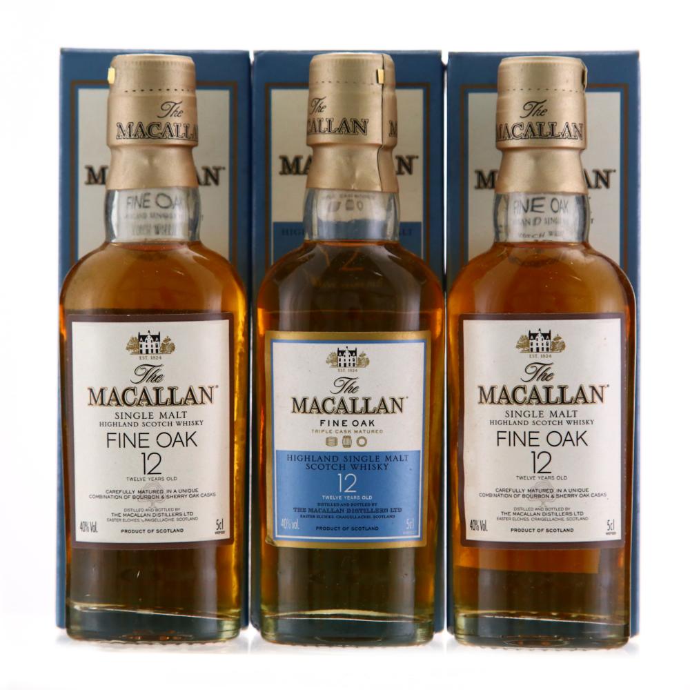 Macallan 12 Year Old Fine Oak Miniature x 3