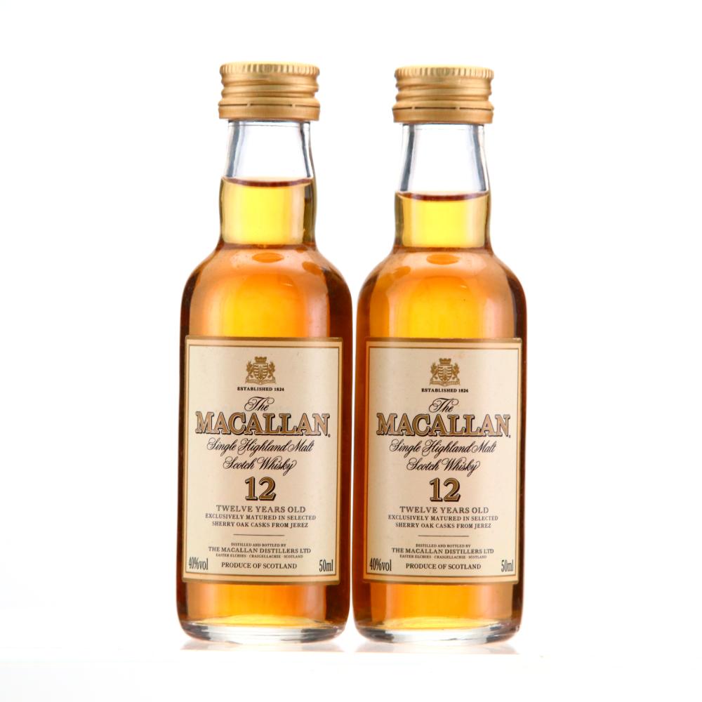 Macallan 12 Year Old  early 2000s Miniature x 2