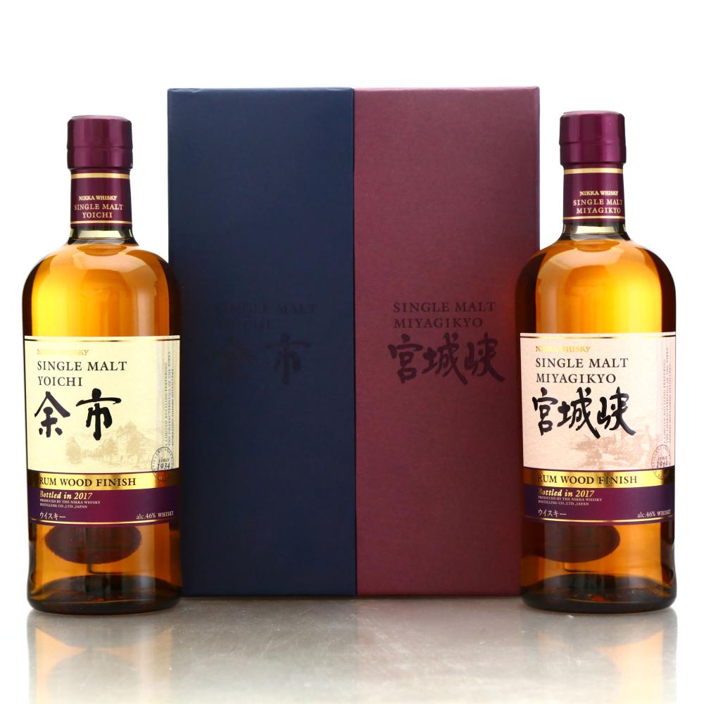 Yoichi and Miyagikyo Rum Wood Finish 2017 2 x 70cl