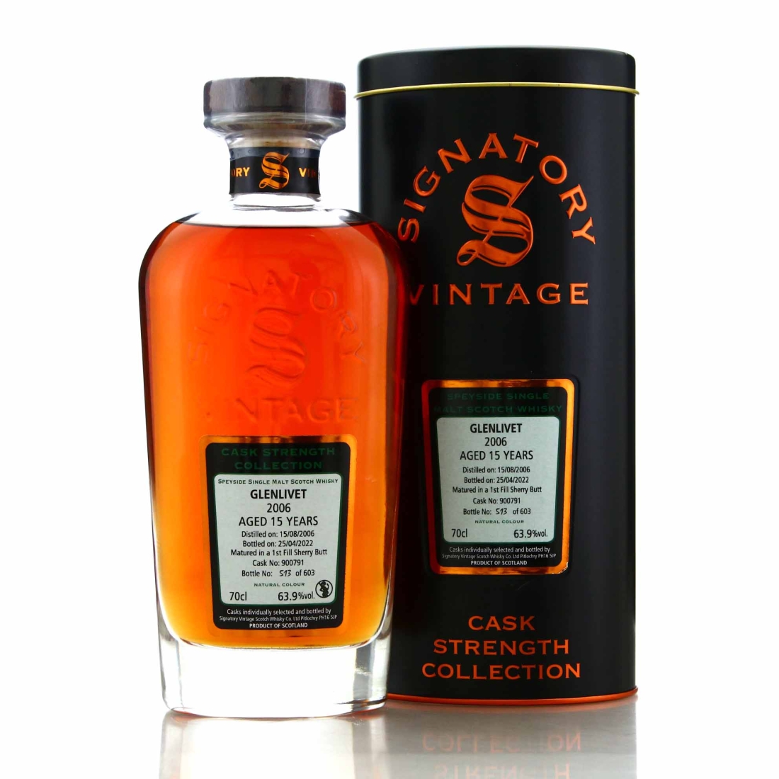 Glenlivet 2006 Signatory Vintage 15 Year Old Cask Strength #900791