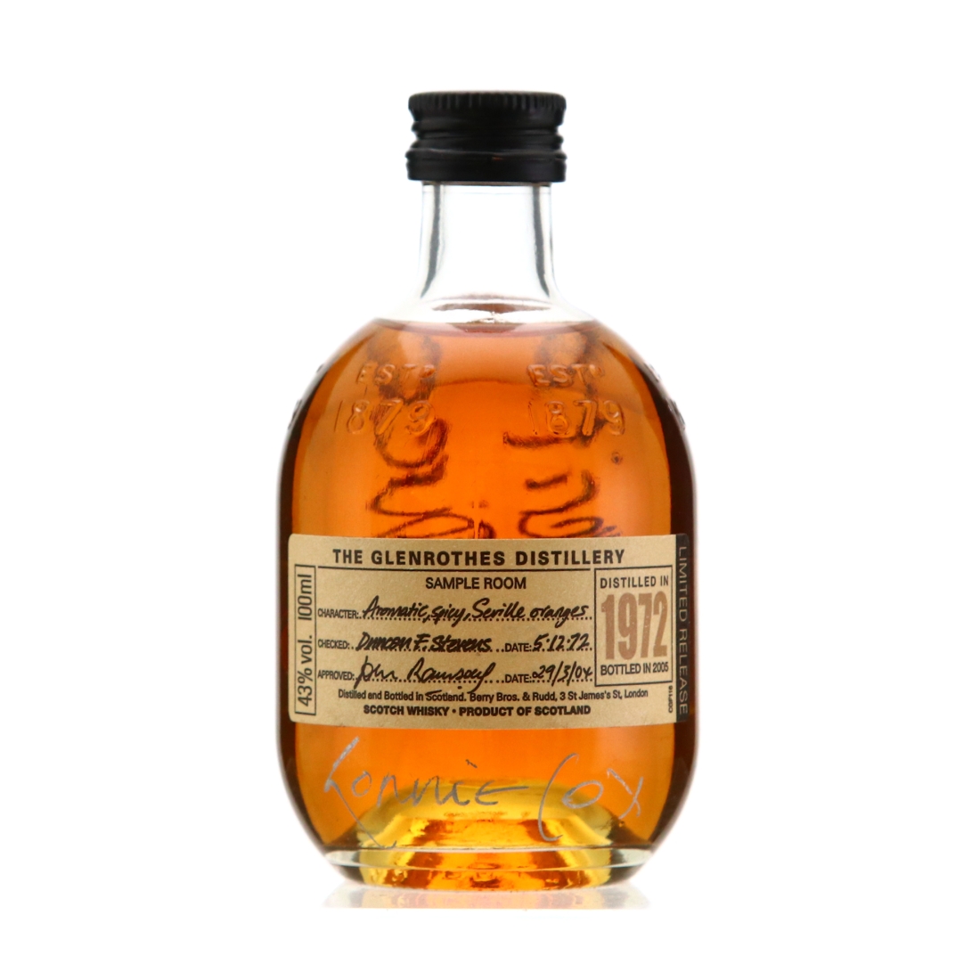 Glenrothes 1972 Vintage 10cl / Signed by Ronnie Cox