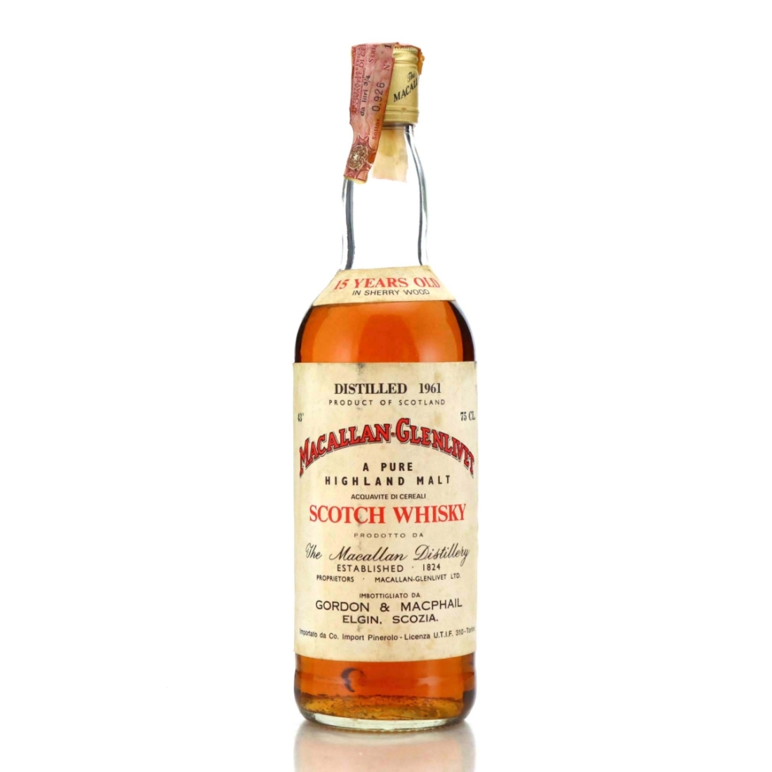 Macallan 1961 Gordon and MacPhail 15 Year Old / Co. Pinerolo Import