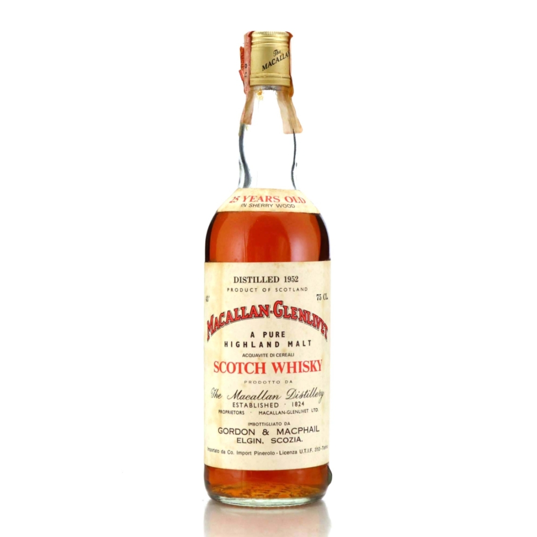 Macallan 1952 Gordon and MacPhail 25 Year Old / Co. Pinerolo Import