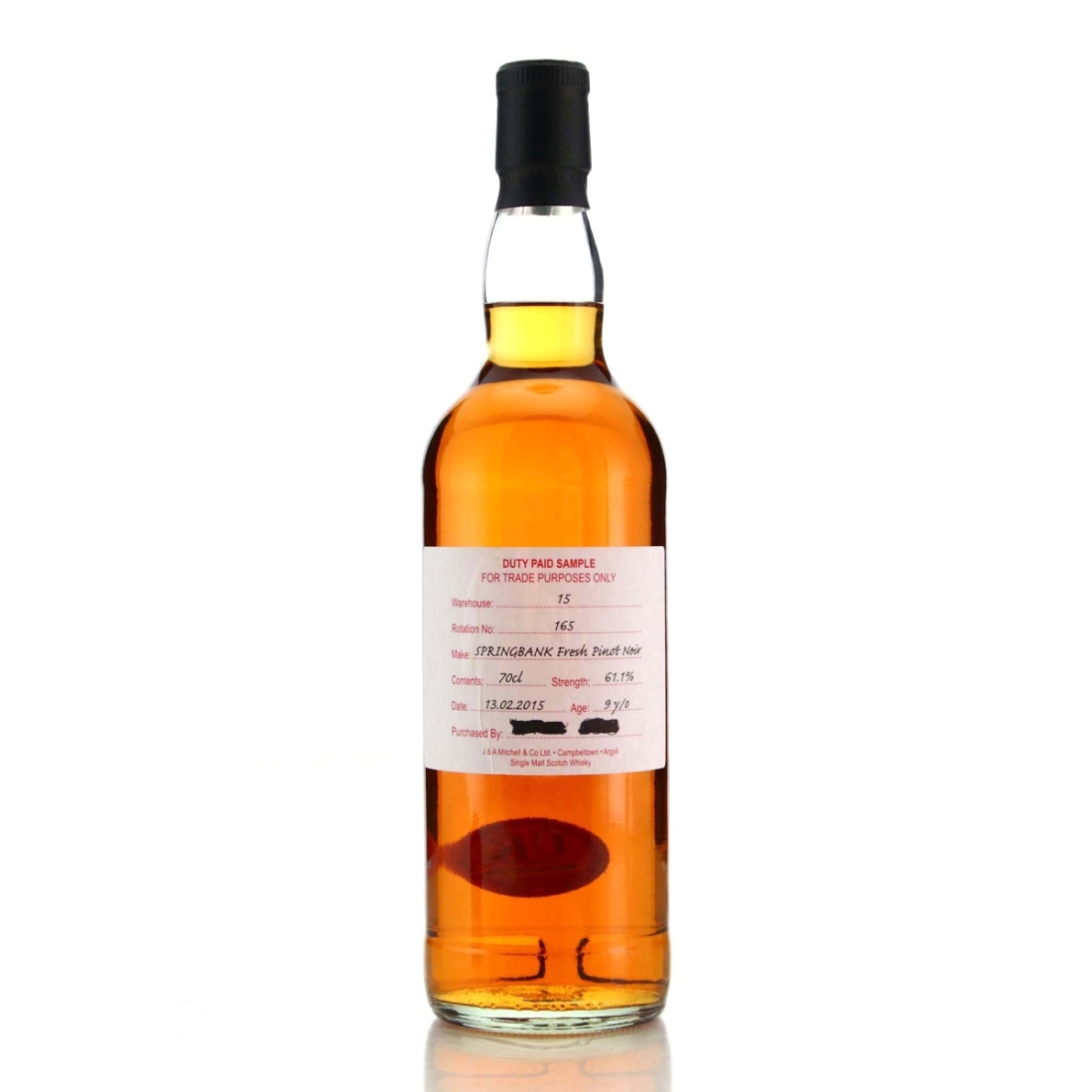 Springbank 2015 Duty Paid Sample 9 Year Old / Fresh Pinot Noir