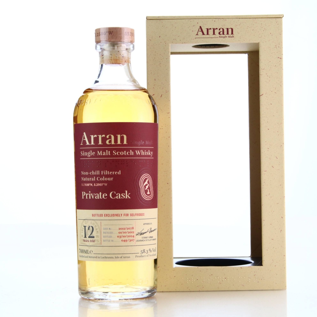 Arran 2012 Private Sherry Cask 12 Year Old #2078 / Selfridges