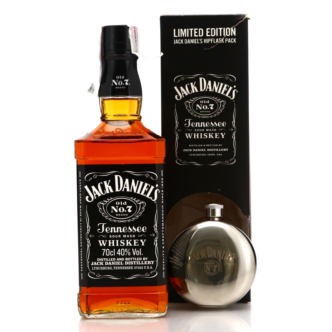 Jack Daniel's Old No.7 Brand 80 Proof Hipflask Gift Pack 70cl