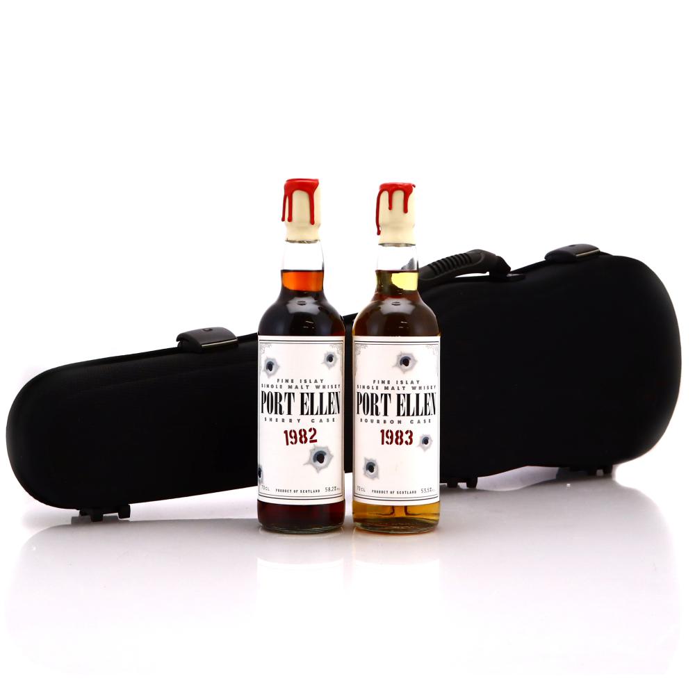 Port Ellen 1982 & 1983 Jack Wiebers 2 x 70cl / \"Don Gallione\" 20th Anniversary with Violin Case