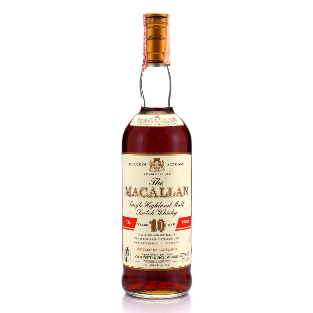 Macallan 10 Year Old Full Proof 1980s / Giovinetti Import