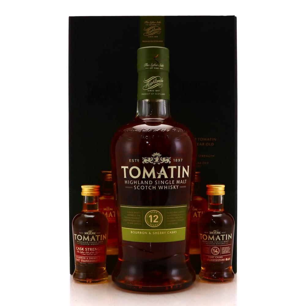 Tomatin 12 Year Old Bourbon & Sherry Casks with 14 Year Old and Cask Strength Miniatures