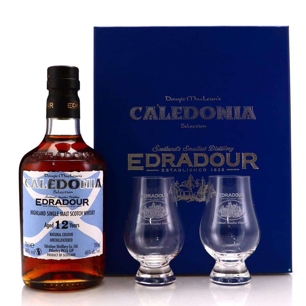 Edradour 12 Year Old Caledonia Gift Pack / with Glasses x 2